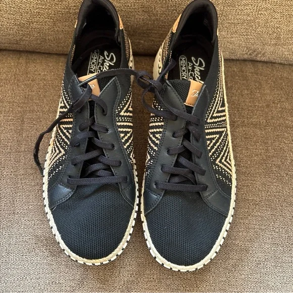 Skechers Women's Wilshire Blvd Lace-Up Sneaker Bellevue Black Size 9.5 - Picture 2 of 9